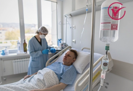 Врач делает капельницу с калием пациенту